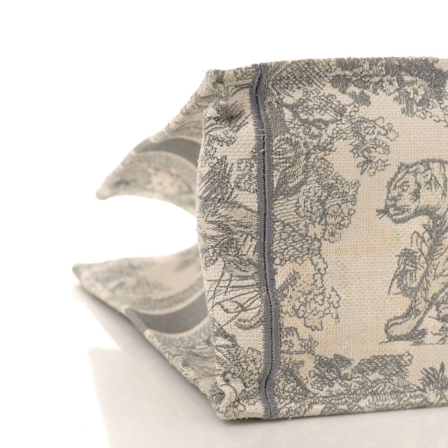 Christian Dior Canvas Embroidered Medium Dioriviera Toile De Jouy Book Tote Gray 8 of 14