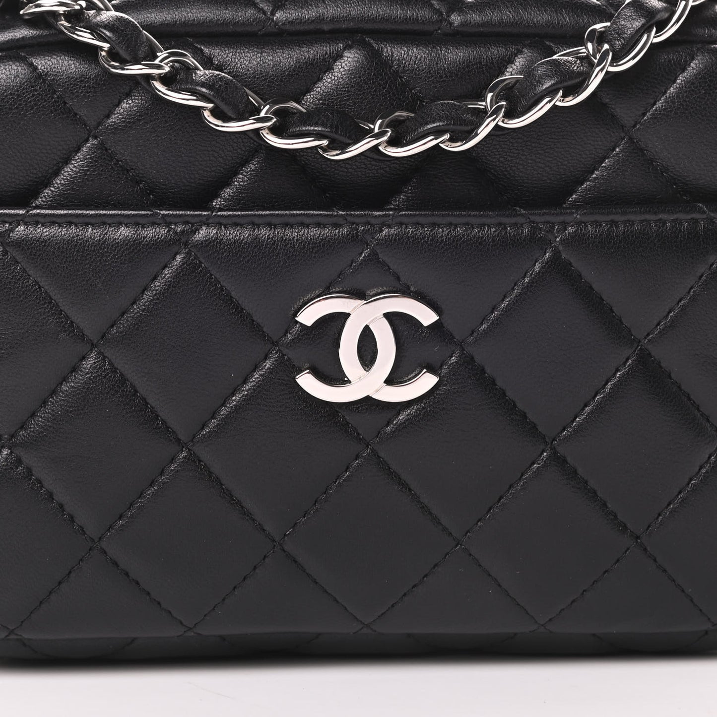 Lambskin Quilted Small Timeless Camera Case Black