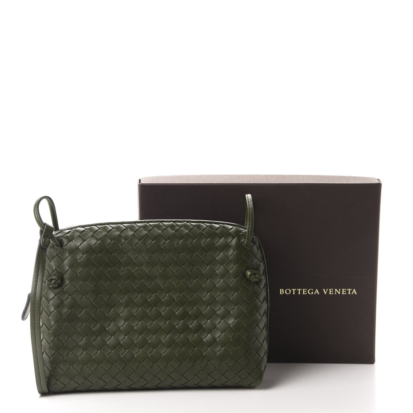 Nappa Intrecciato Nodini Crossbody Messenger Moss