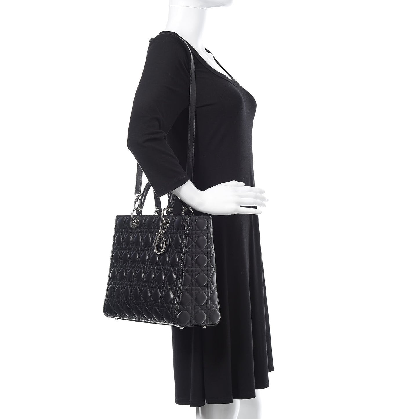 Lambskin Cannage Large Lady Dior Black