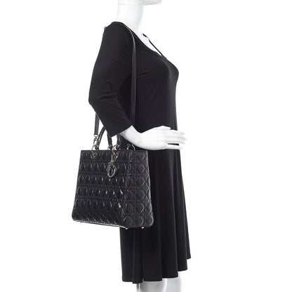 Christian Dior Lambskin Cannage Large Lady Dior Black 2 of 17