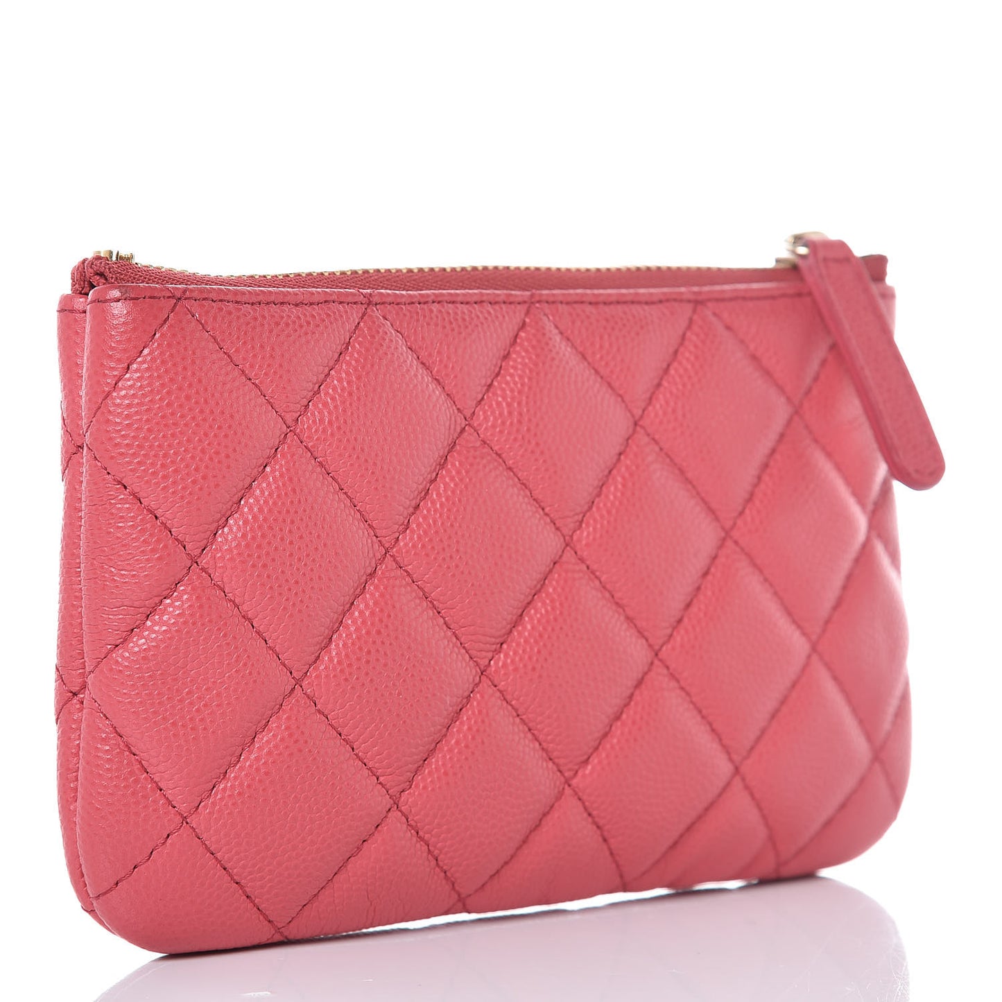 Caviar Quilted Small Cosmetic Case Dark Pink