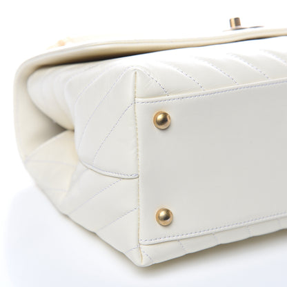 Chanel Calfskin Lizard Chevron Quilted Small Coco Handle Flap Ivory 8 of 9