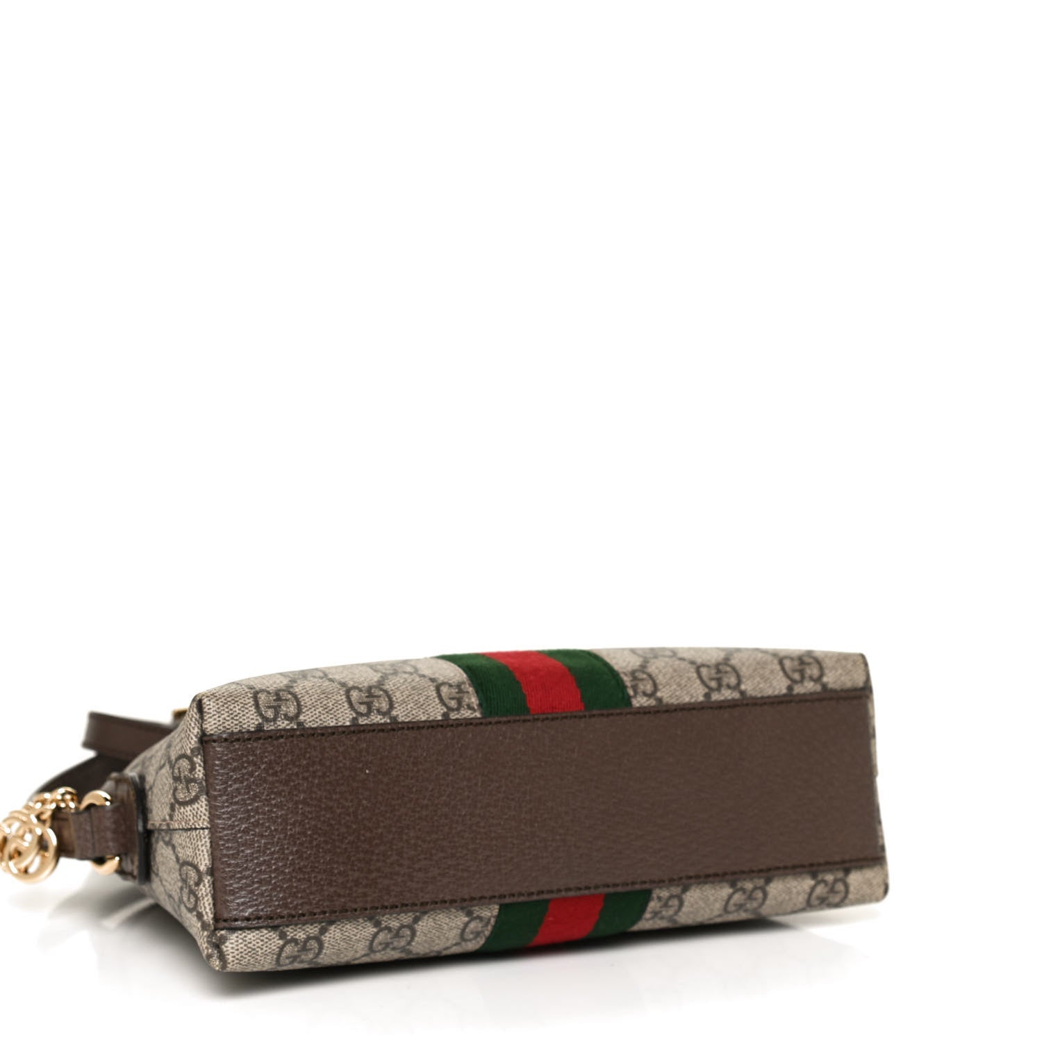 Gucci GG Supreme Monogram Textured Dollar Calfskin Web Small Ophidia Dome Shoulder Bag Beige Ebony New Acero 4 of 11