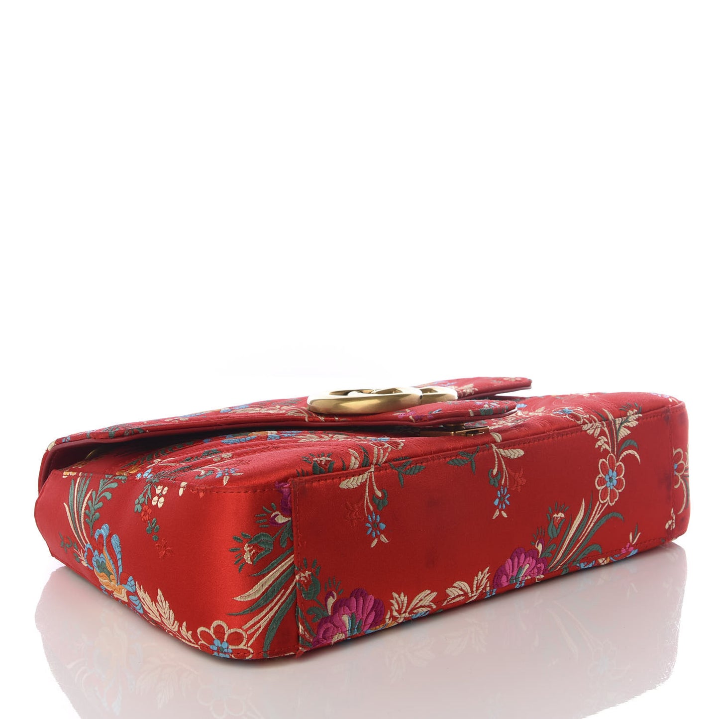 Jacquard Matelasse Floral Medium GG Marmont Shoulder Bag Red