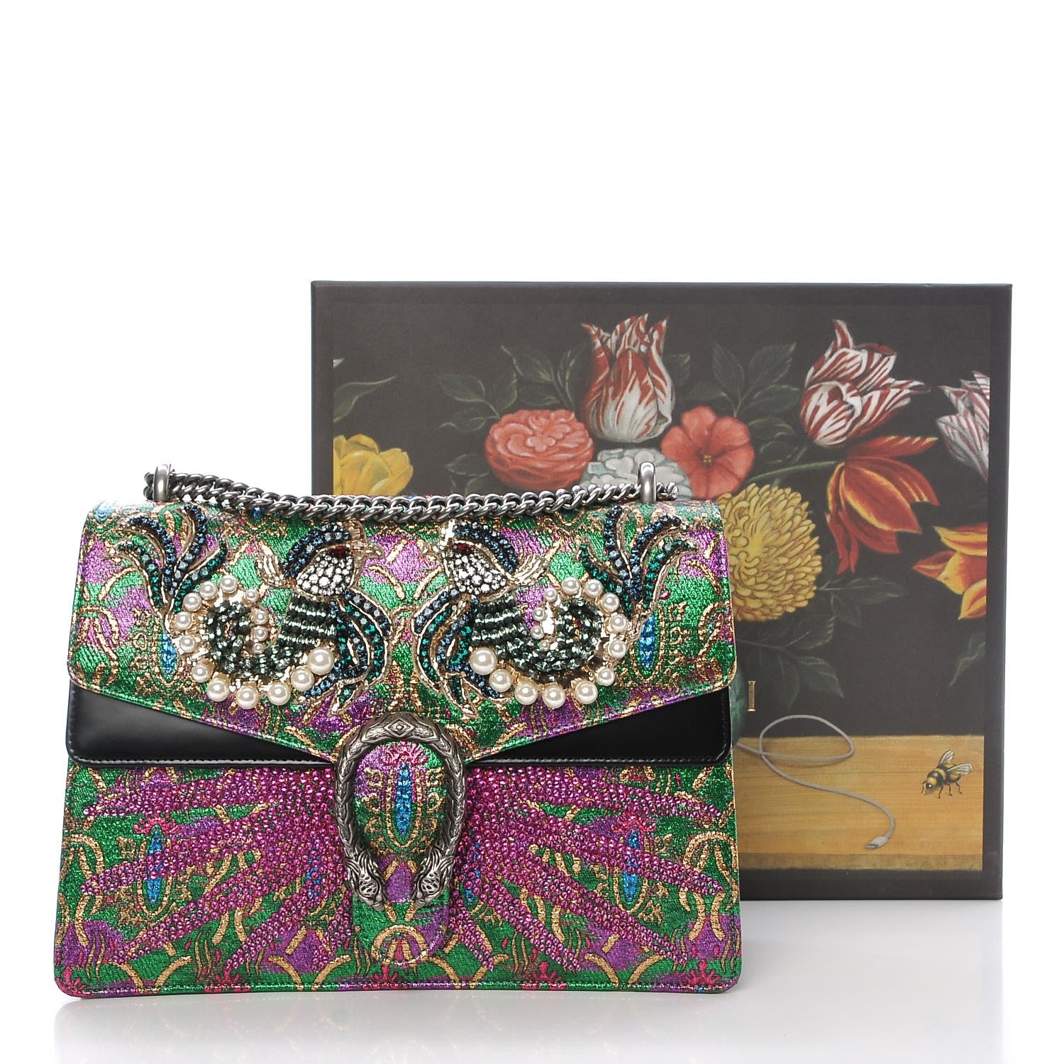 Gucci Brocade Crystal Embellished Medium Dionysus Shoulder Bag Multi 8 of 8