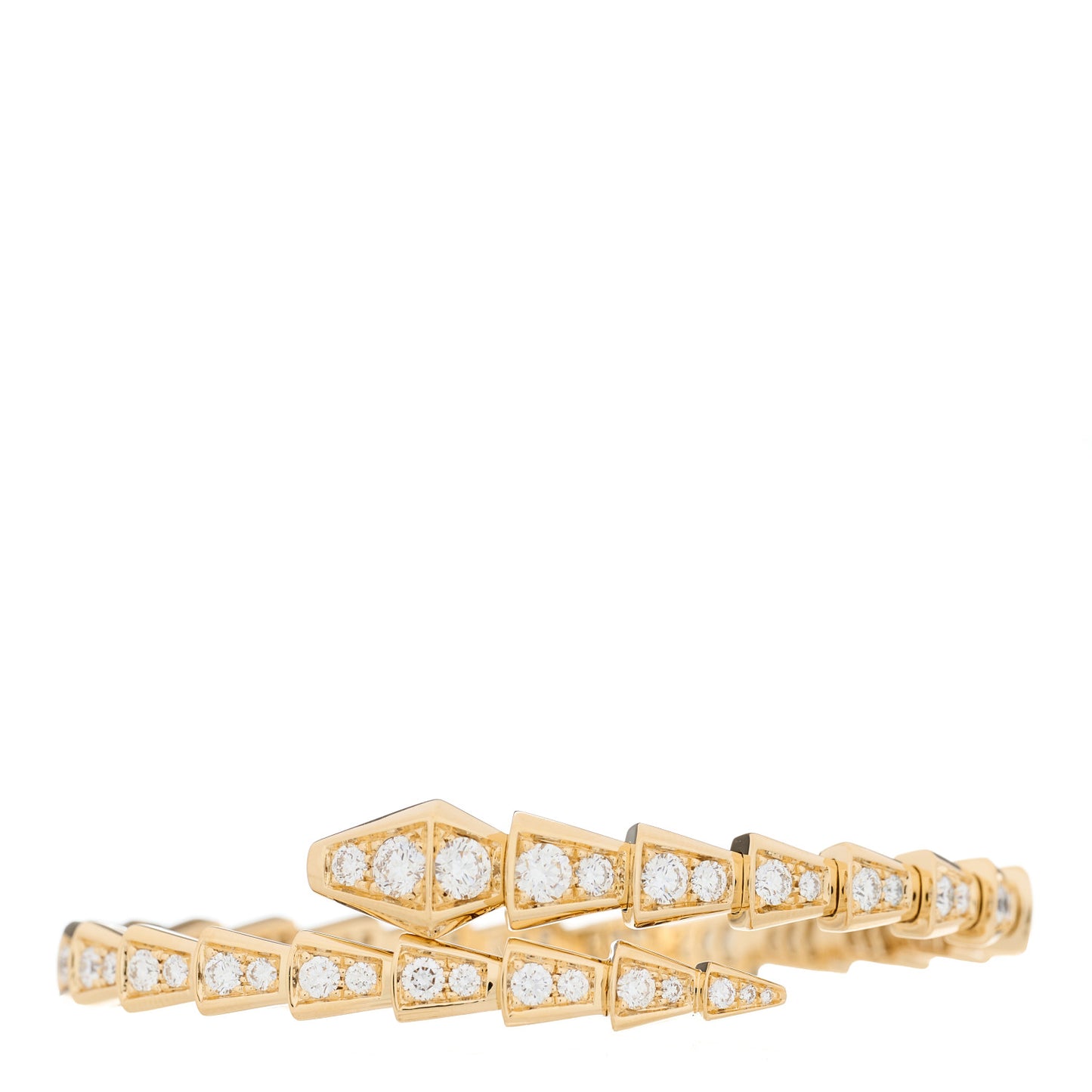 18K Yellow Gold Diamond Serpenti Viper Pave Bracelet S