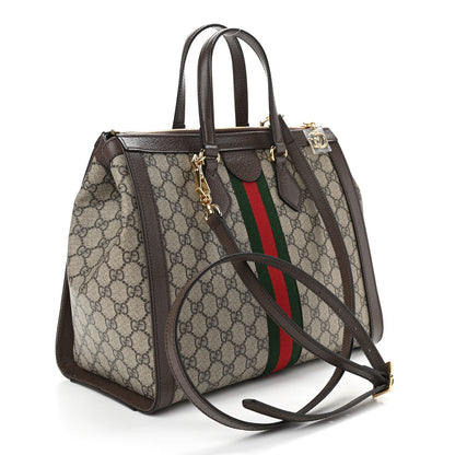 Gucci GG Supreme Monogram Web Medium Ophidia Tote Bag Brown 3 of 10