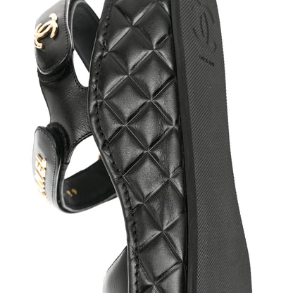 Chanel Shiny Calfskin Logo Platform Sandals 39 Black 12 of 14