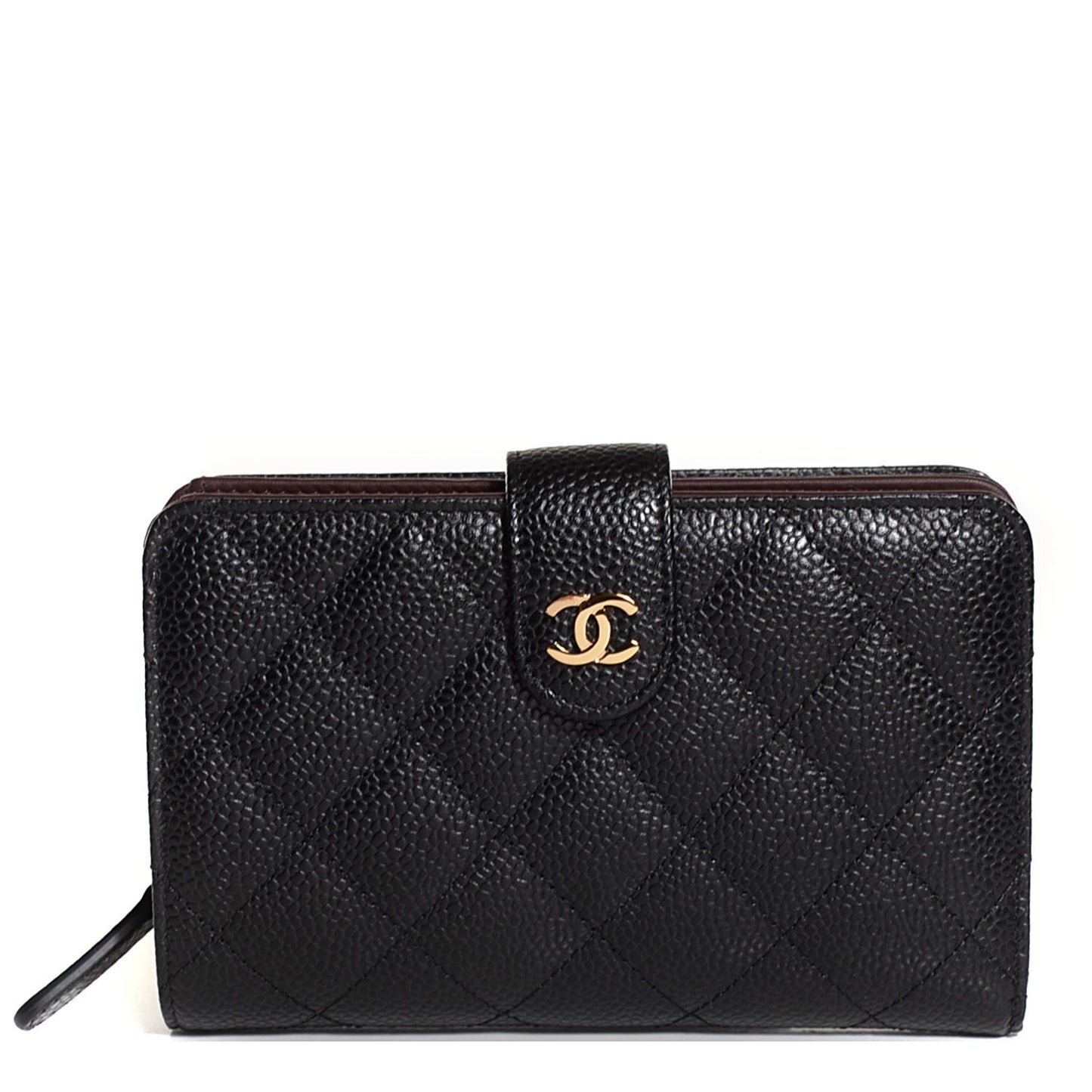 Caviar Quilted Zipped Pocket Wallet Black