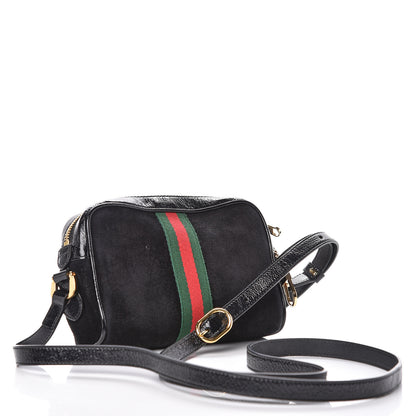 Gucci Suede Patent Web Mini Ophidia Shoulder Bag Black 2 of 10