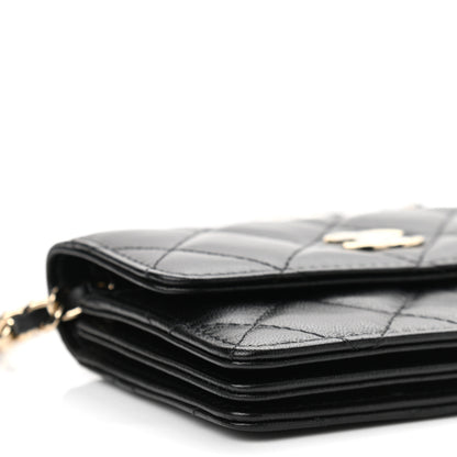 Chanel Lambskin Quilted My Chanel Lady Card Holder On Chain Black 10 of 12