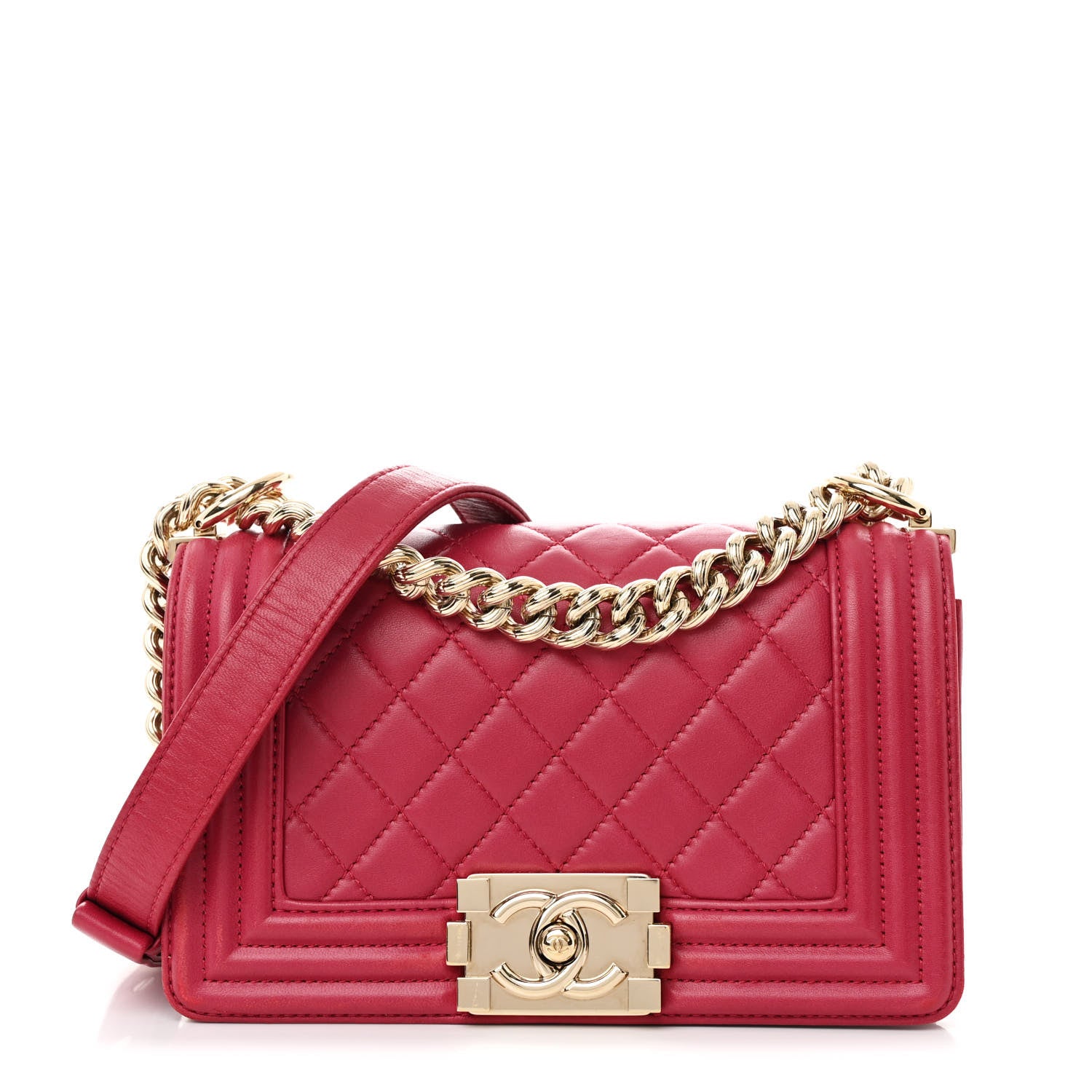 Chanel Lambskin Quilted Small Boy Flap Dark Pink 1 of 11