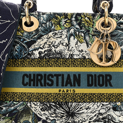 Christian Dior Canvas Embroidered Zodiac Medium Lady D-Lite Blue Multicolor 8 of 12