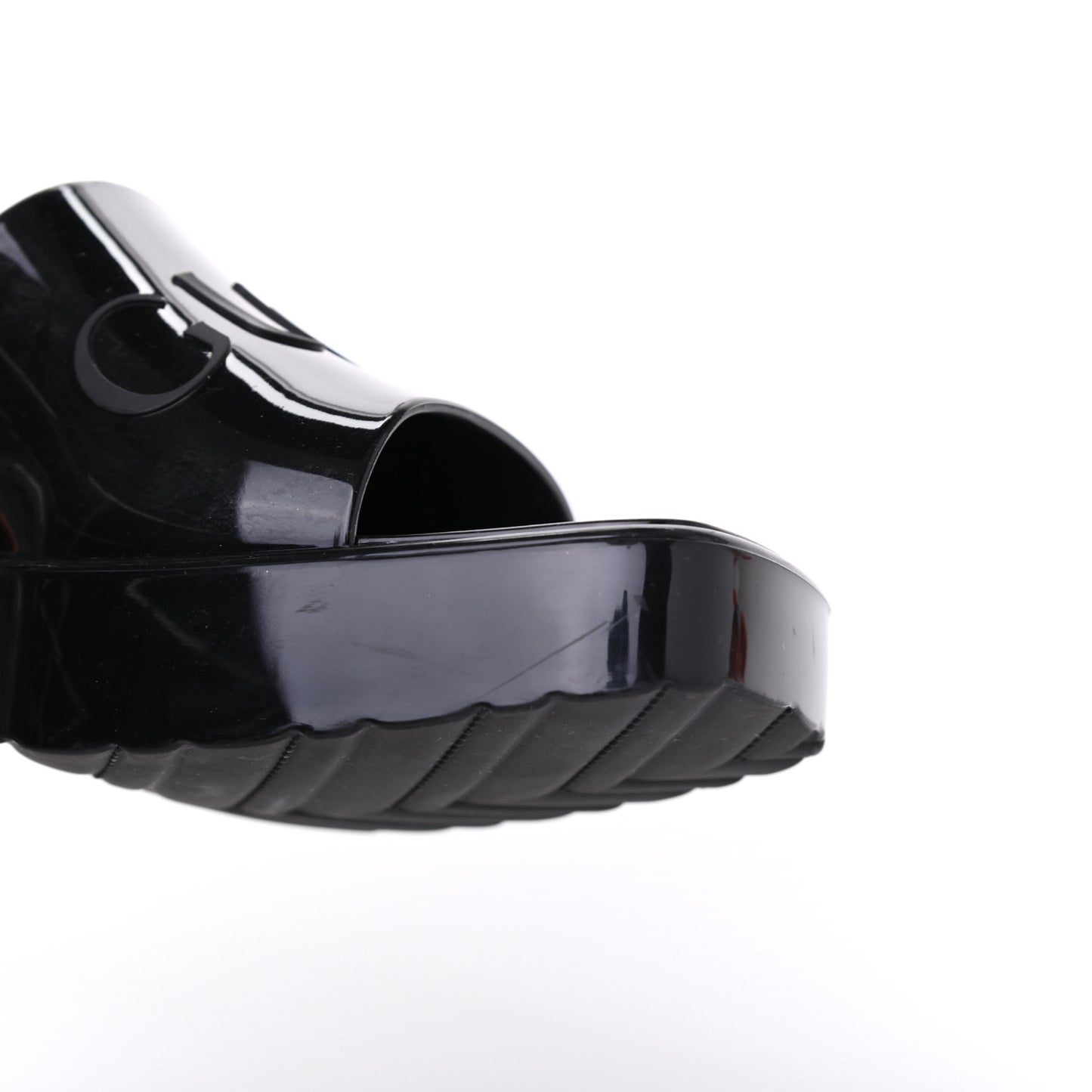 Rubber Gucci Logo Womens Platform 20/60mm Slide Sandals 37 Black