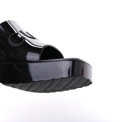 Gucci Rubber Gucci Logo Womens Platform 20/60mm Slide Sandals 37 Black 13 of 14