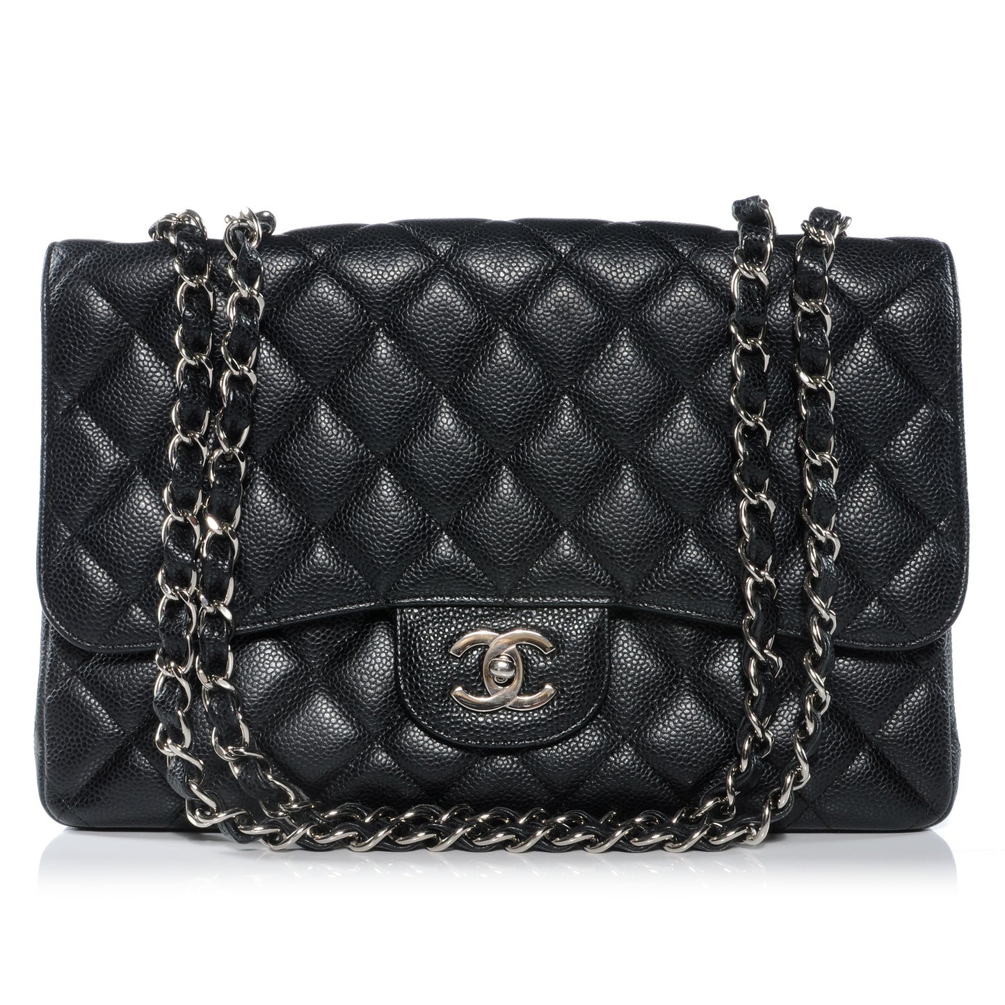 Caviar Jumbo Single Flap Black