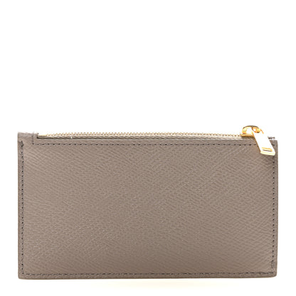 Celine Grained Calfskin Zipped Card Holder Pebble 1 of 7