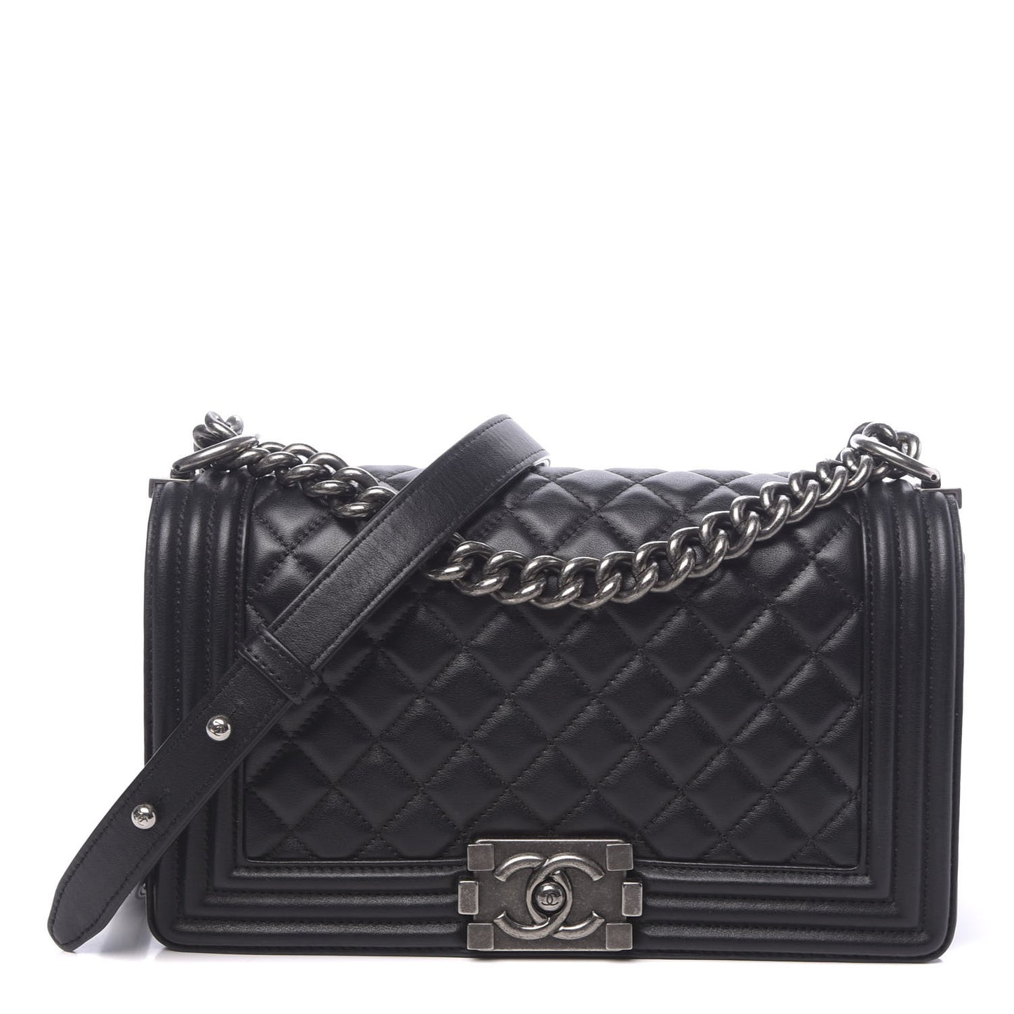 Calfskin Quilted Medium Boy Flap Black