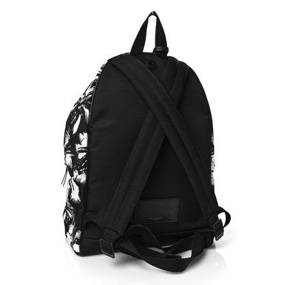 Saint Laurent Canvas Palm Tree City Backpack Black White 2 of 7