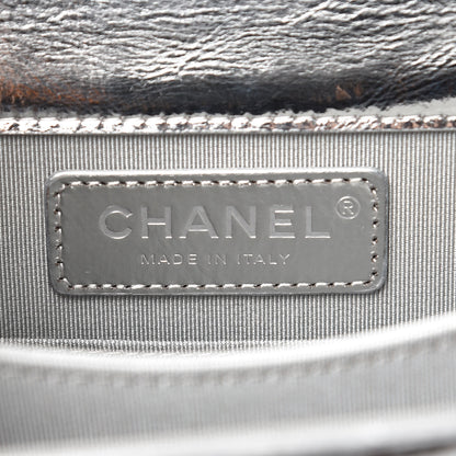 Chanel Metallic Goatskin Quilted North South Boy Flap Silver 6 of 8