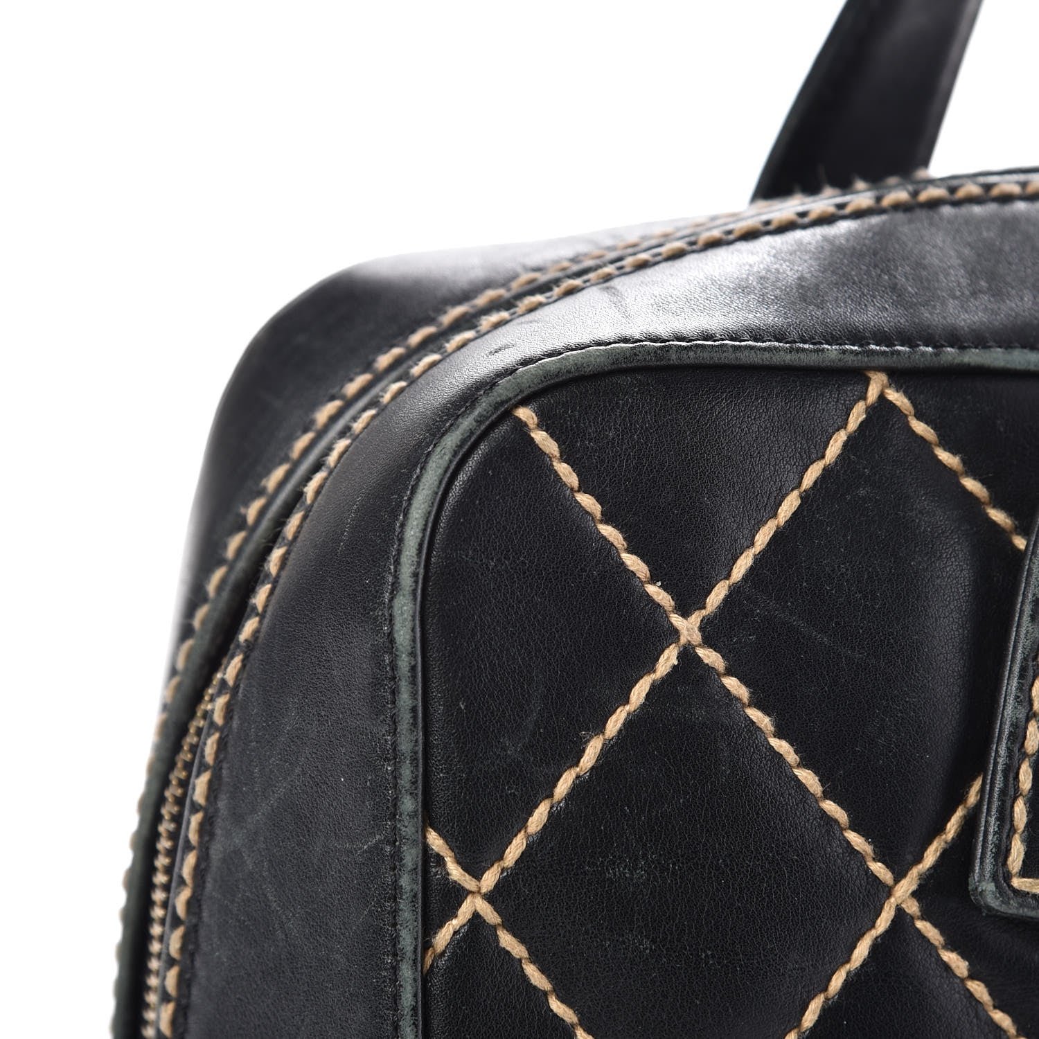 Chanel Calfskin Wild Stitch Top Handle Bag Black 14 of 17