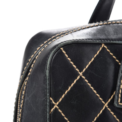 Chanel Calfskin Wild Stitch Top Handle Bag Black 14 of 17