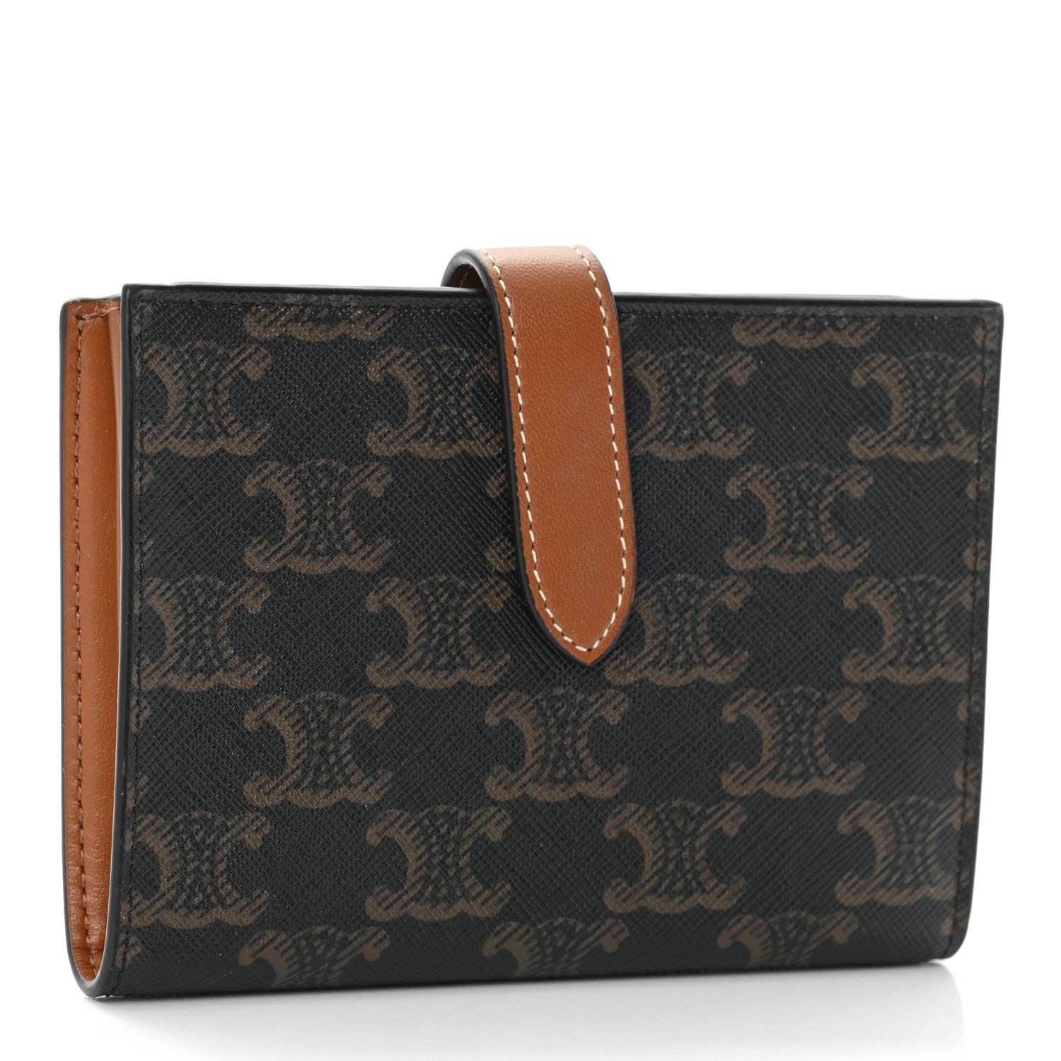 Celine Canvas Triomphe Medium Strap Wallet Tan 3 of 9