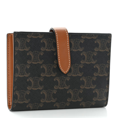 Celine Canvas Triomphe Medium Strap Wallet Tan 3 of 9