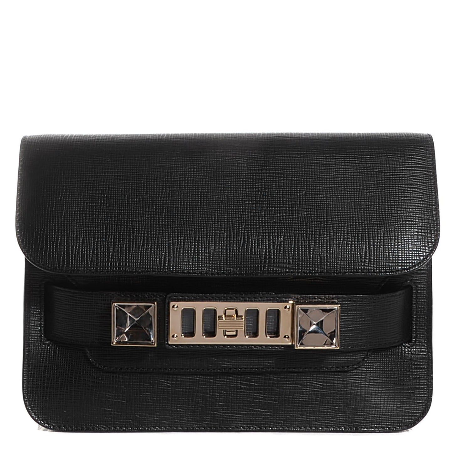 Textured Leather Mini PS11 Classic Shoulder Bag Black