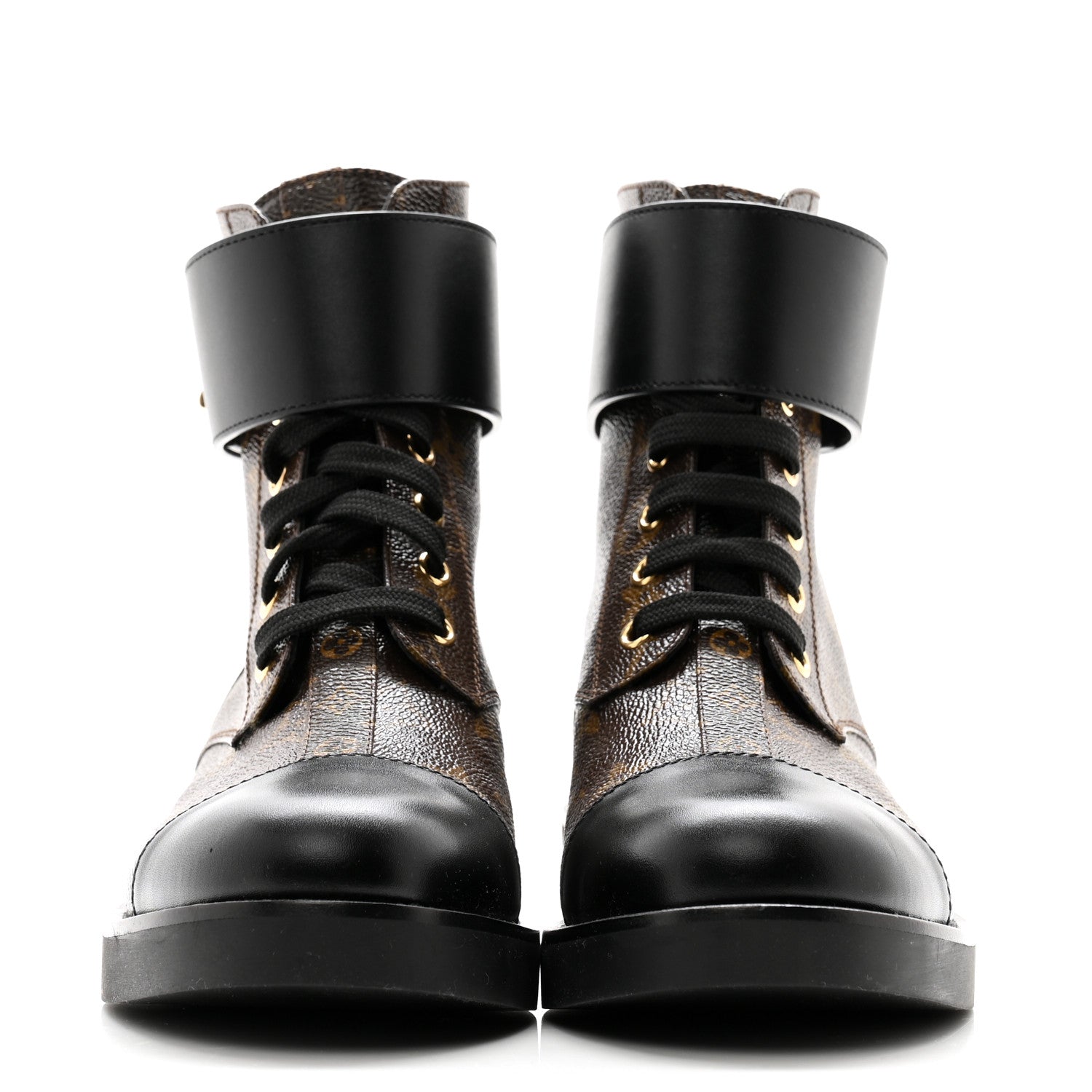 Louis Vuitton Calfskin Monogram Wonderland Flat Ranger Boots 38 Black 2 of 7