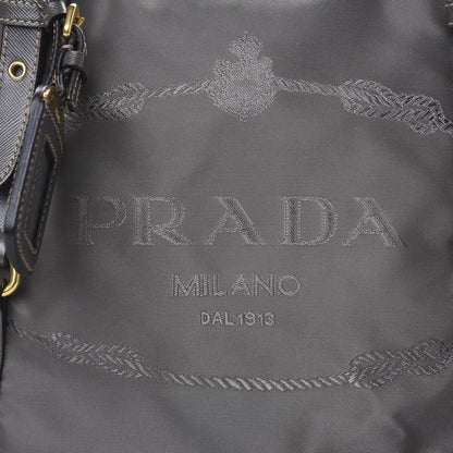 Prada Tessuto Nylon Saffiano Jacquard Logo Tote Grey 14 of 14