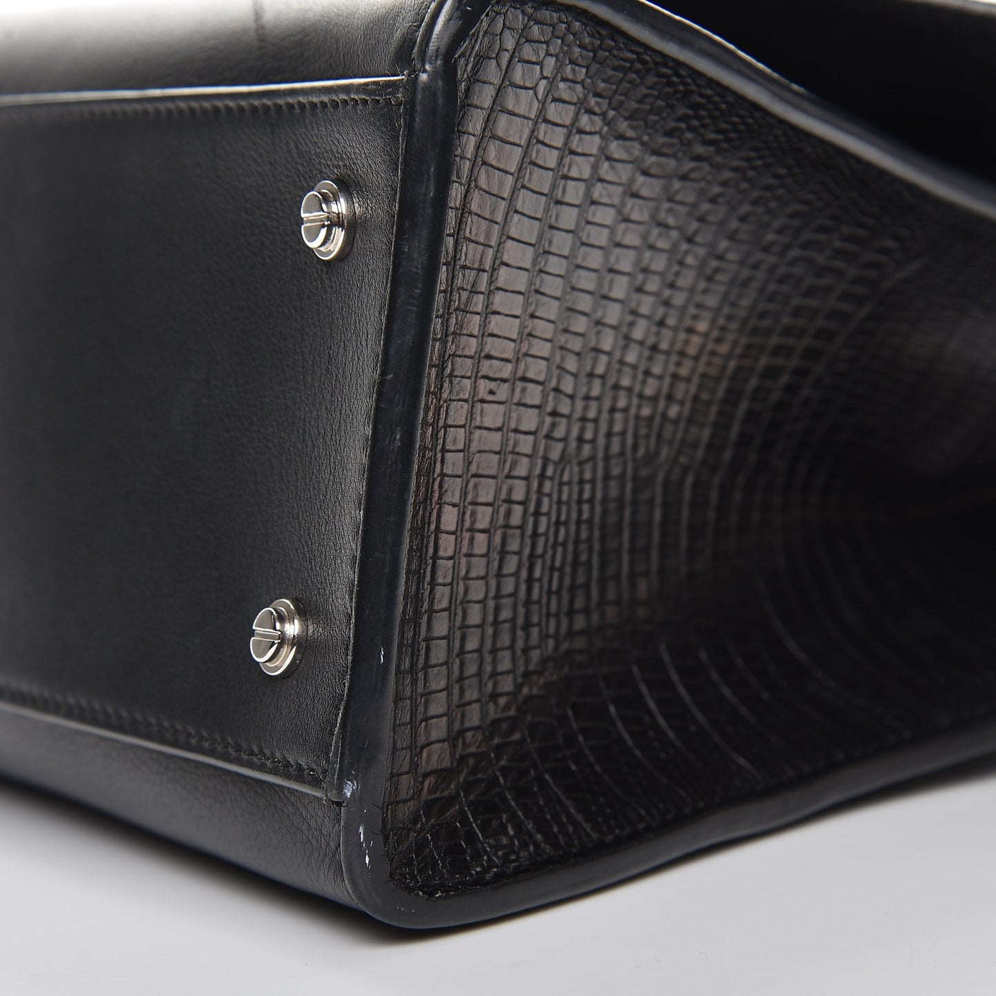 Calfskin Crocodile Embossed Small Obsedia Satchel Black