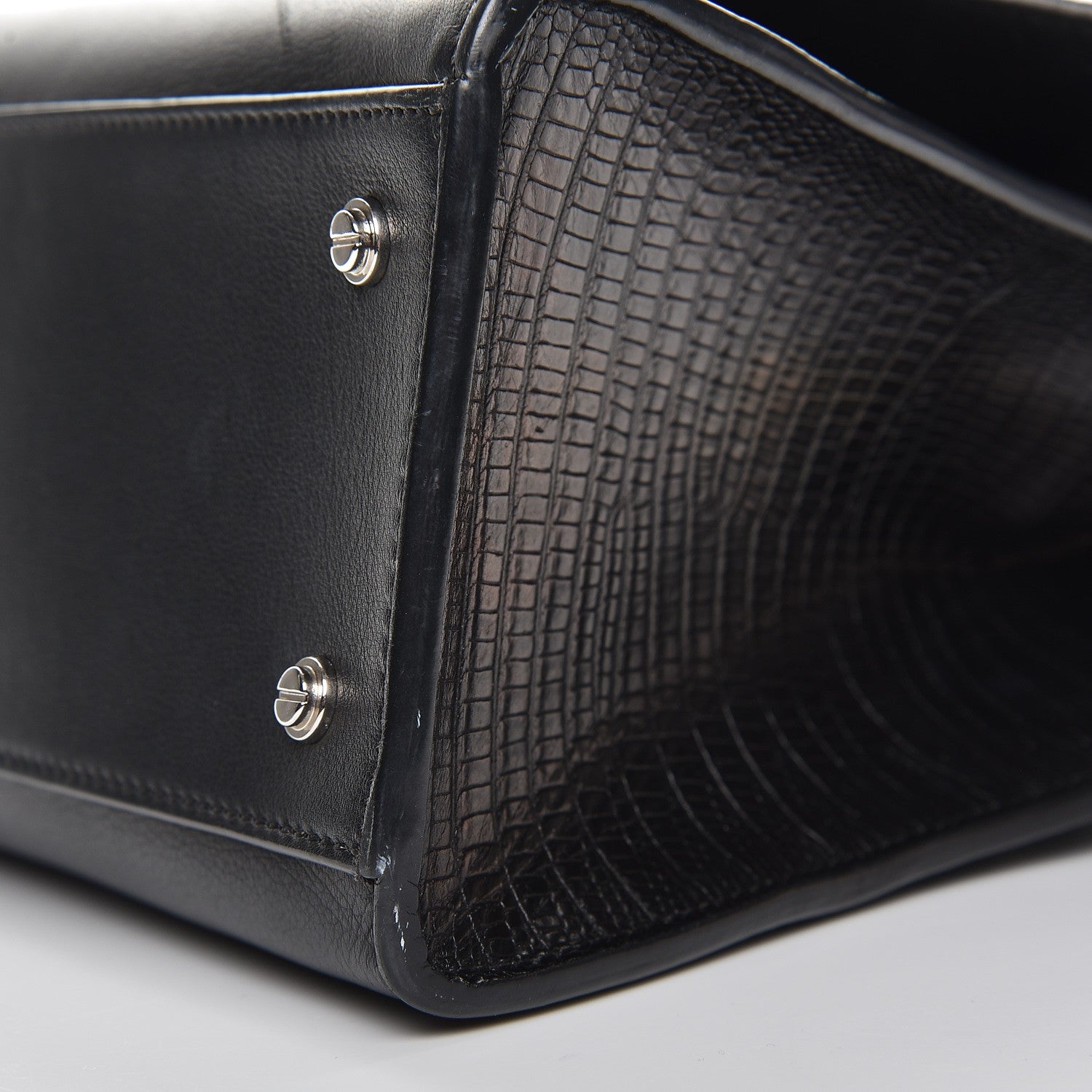 Givenchy Calfskin Crocodile Embossed Small Obsedia Satchel Black 11 of 11