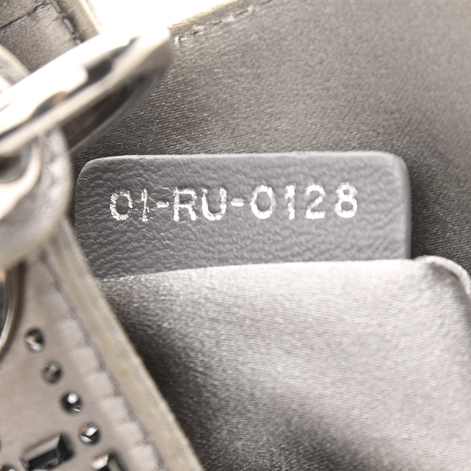 Christian Dior Satin Crystal Cannage Mini Lady Dior Gray 7 of 15