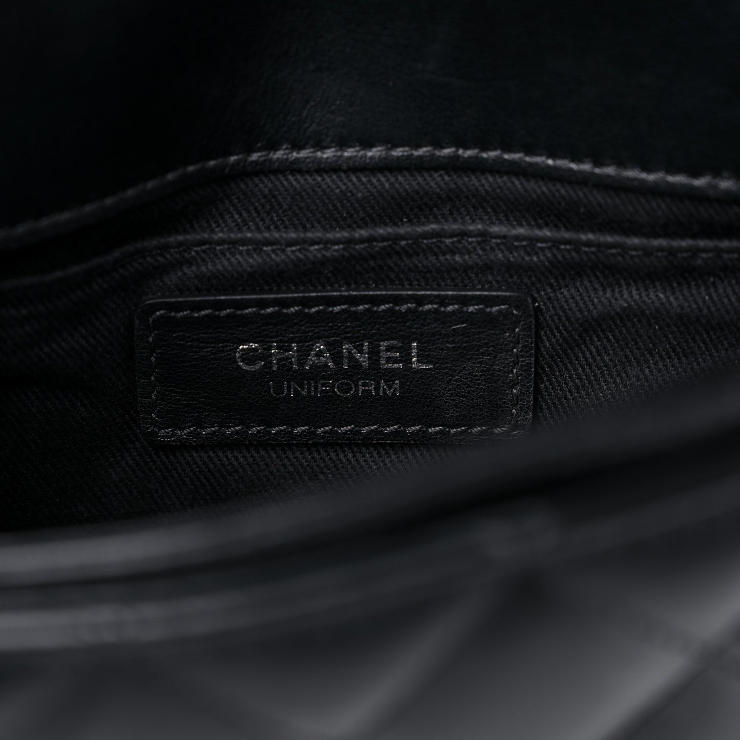 Calfskin Quilted CC Uniform Flap Belt Bag Black