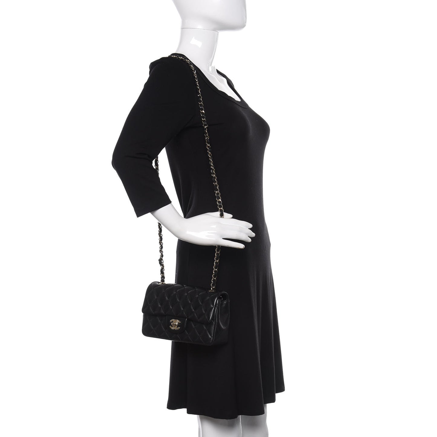 Lambskin Quilted Mini Rectangular Flap Black