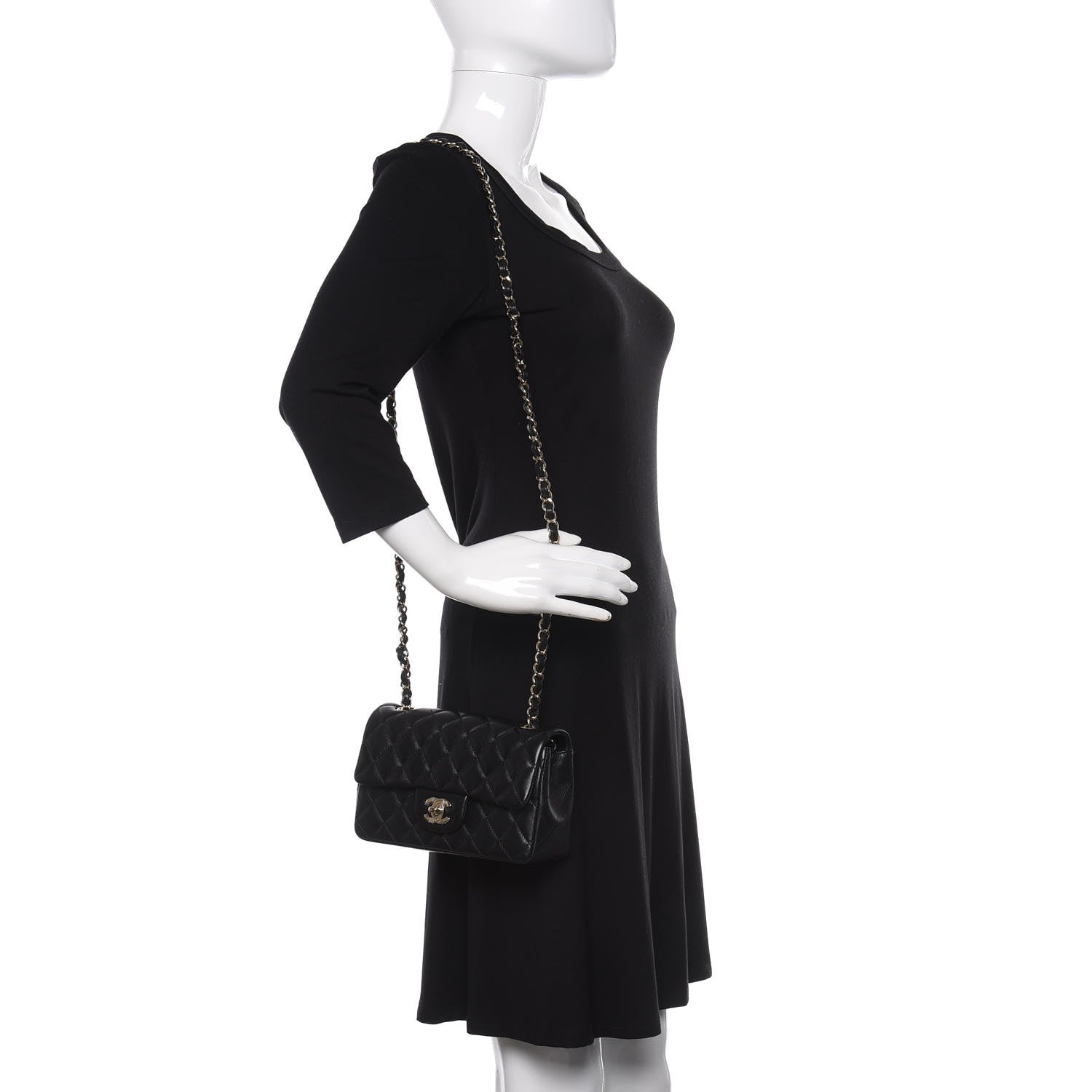 Chanel Lambskin Quilted Mini Rectangular Flap Black 2 of 11