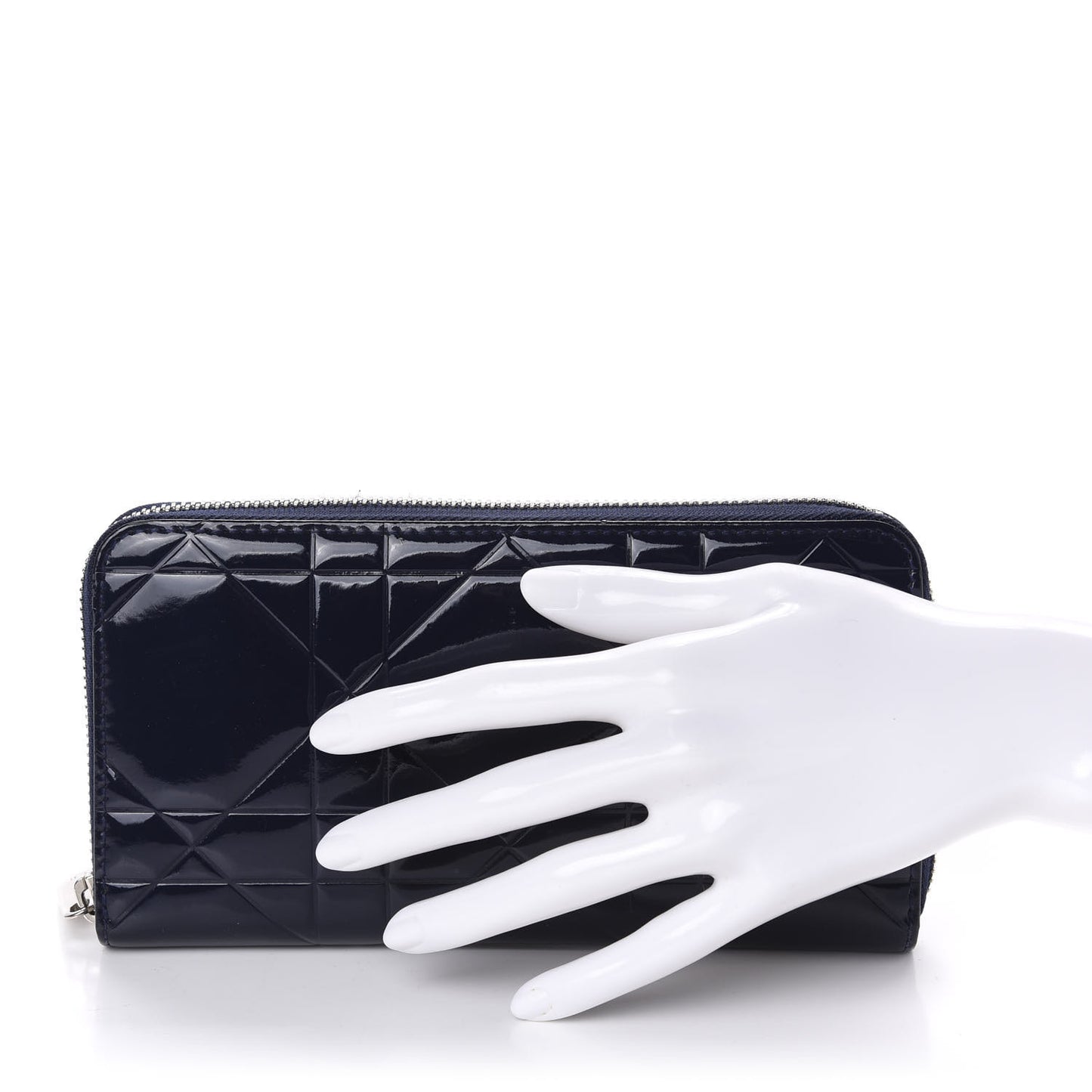 Patent Cannage Voyageur Zip Around Wallet Saphir
