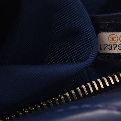 Chanel Lambskin Surpique Chevron Small Tote Dark Blue 7 of 8