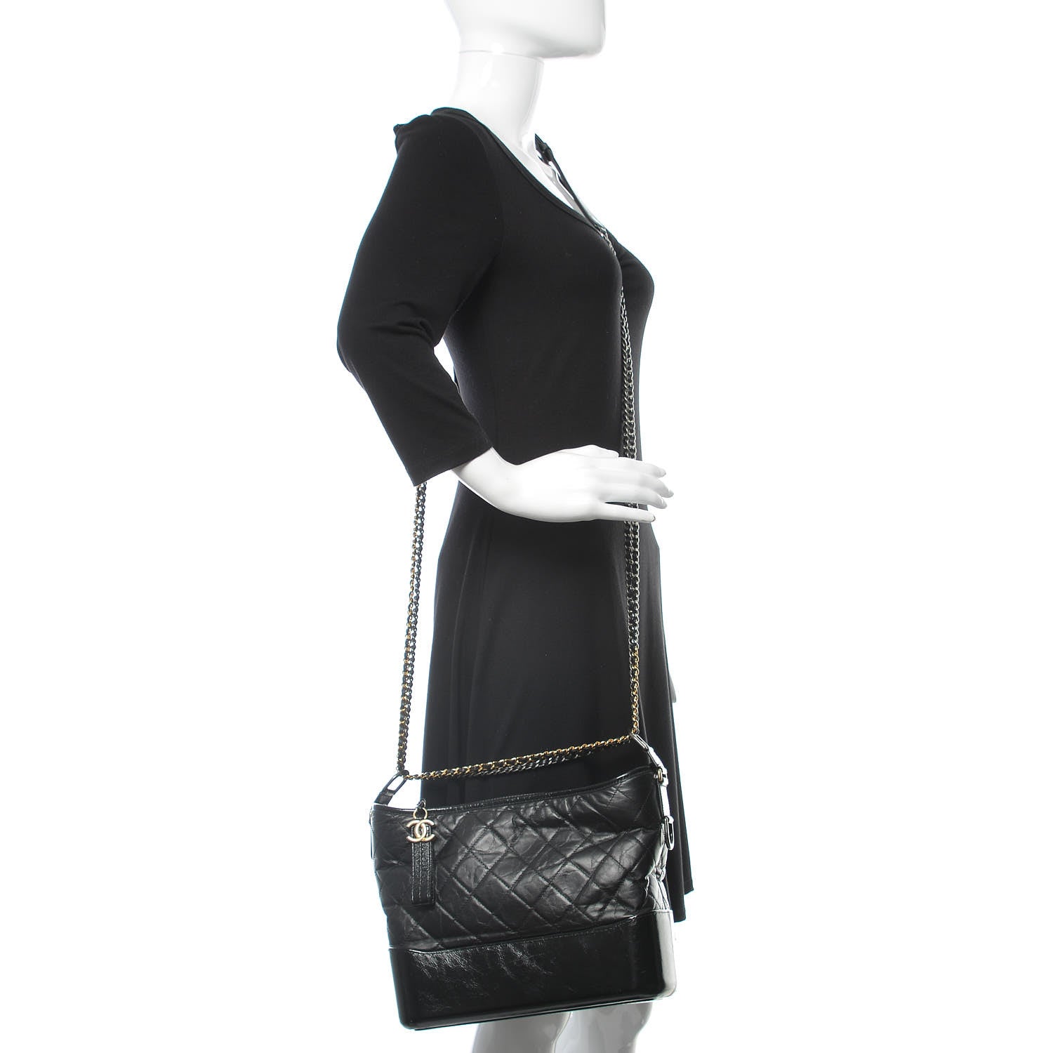 Chanel Aged Calfskin Quilted Medium Gabrielle Hobo Black 2 of 11