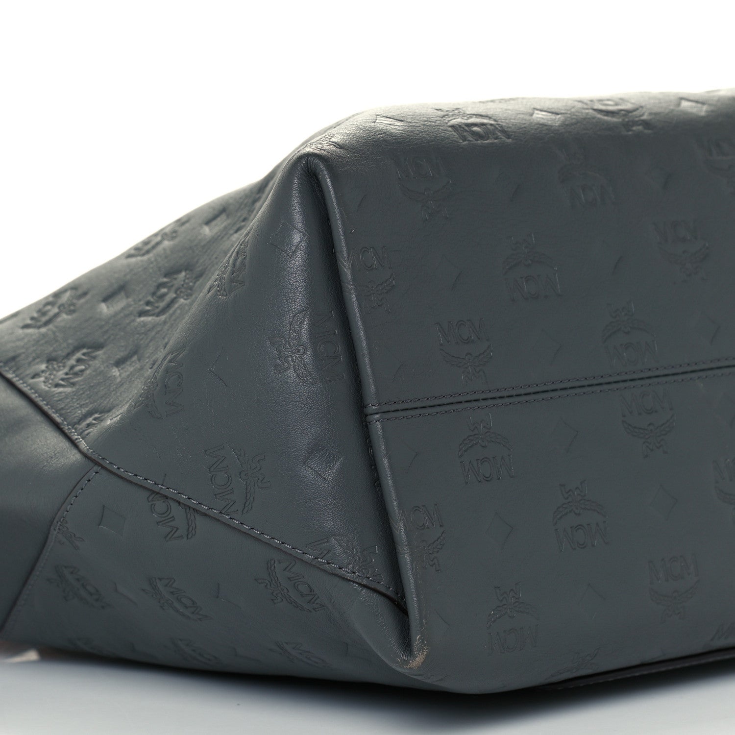 MCM Calfskin Ottomar Monogram Medium Klara Shopper Tote Charcoal 8 of 9