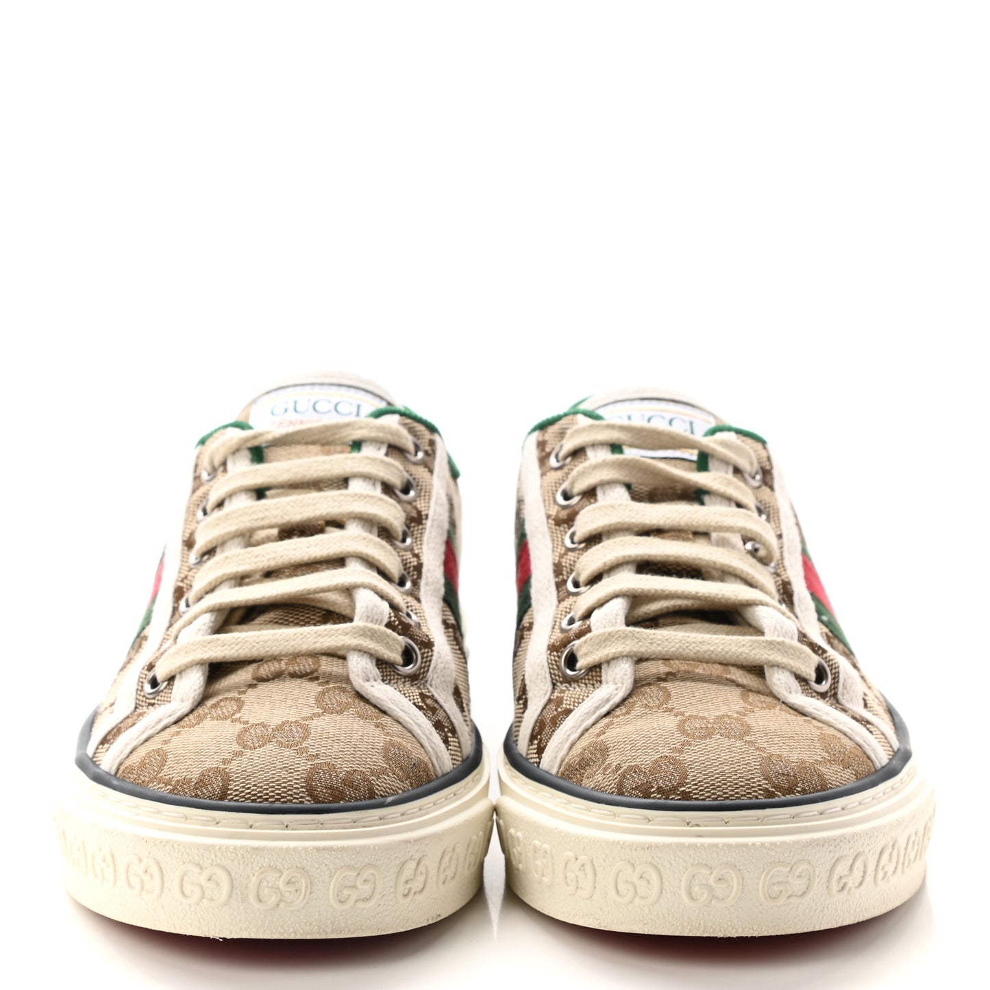 GG Monogram Web Womens 1977 Tennis Sneakers 36 Beige Ebony Mystic White