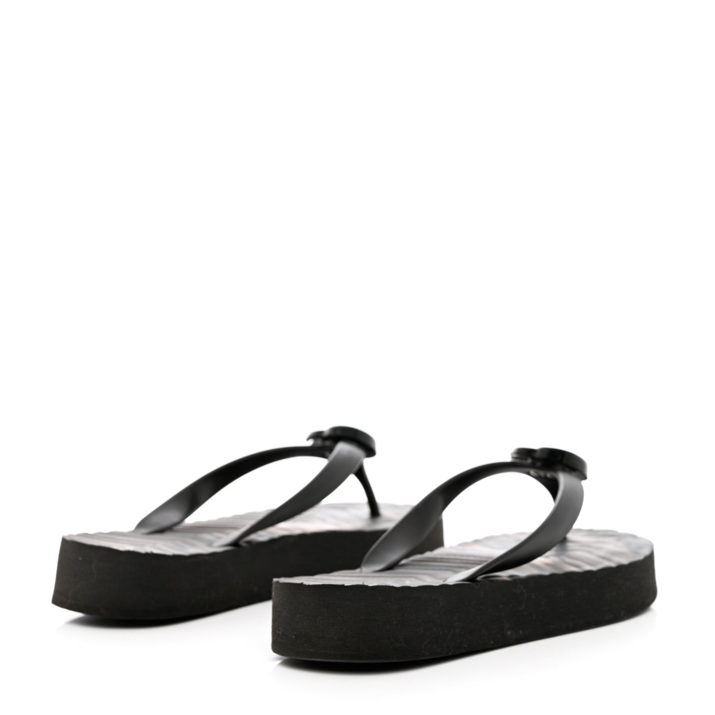 Rubber Chevron Womens GG Thong Sandals 37 Black