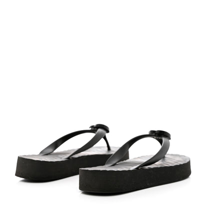 Gucci Rubber Chevron Womens GG Thong Sandals 37 Black 4 of 12