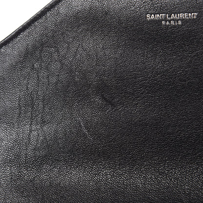 Saint Laurent Sheepskin Matelasse Chevron Monogram Medium College Bag Black 10 of 11