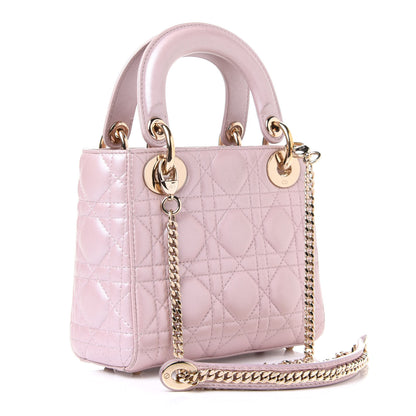Christian Dior Metallic Lambskin Cannage Mini Lady Dior Lotus 3 of 12