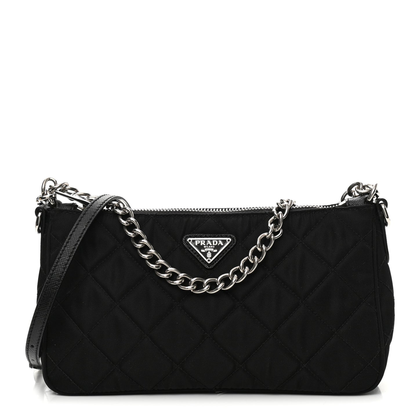 Nylon Tessuto Impuntu Quilted Crossbody Bag Black