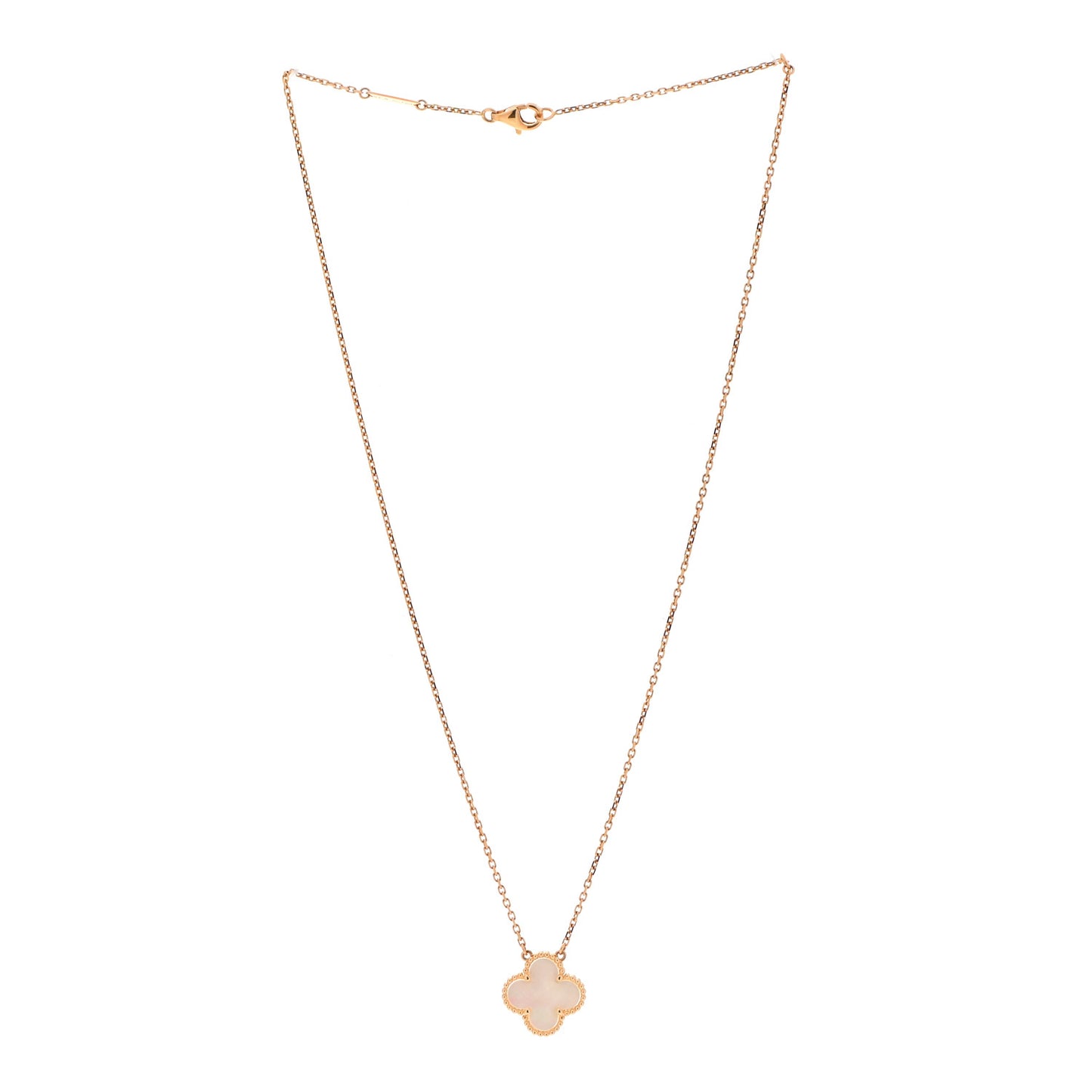 18K Yellow Gold Mother of Pearl Vintage Alhambra Pendant Necklace