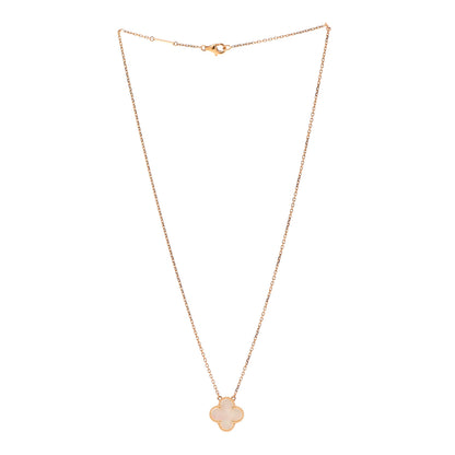 Van Cleef & Arpels 18K Yellow Gold Mother of Pearl Vintage Alhambra Pendant Necklace 3 of 7